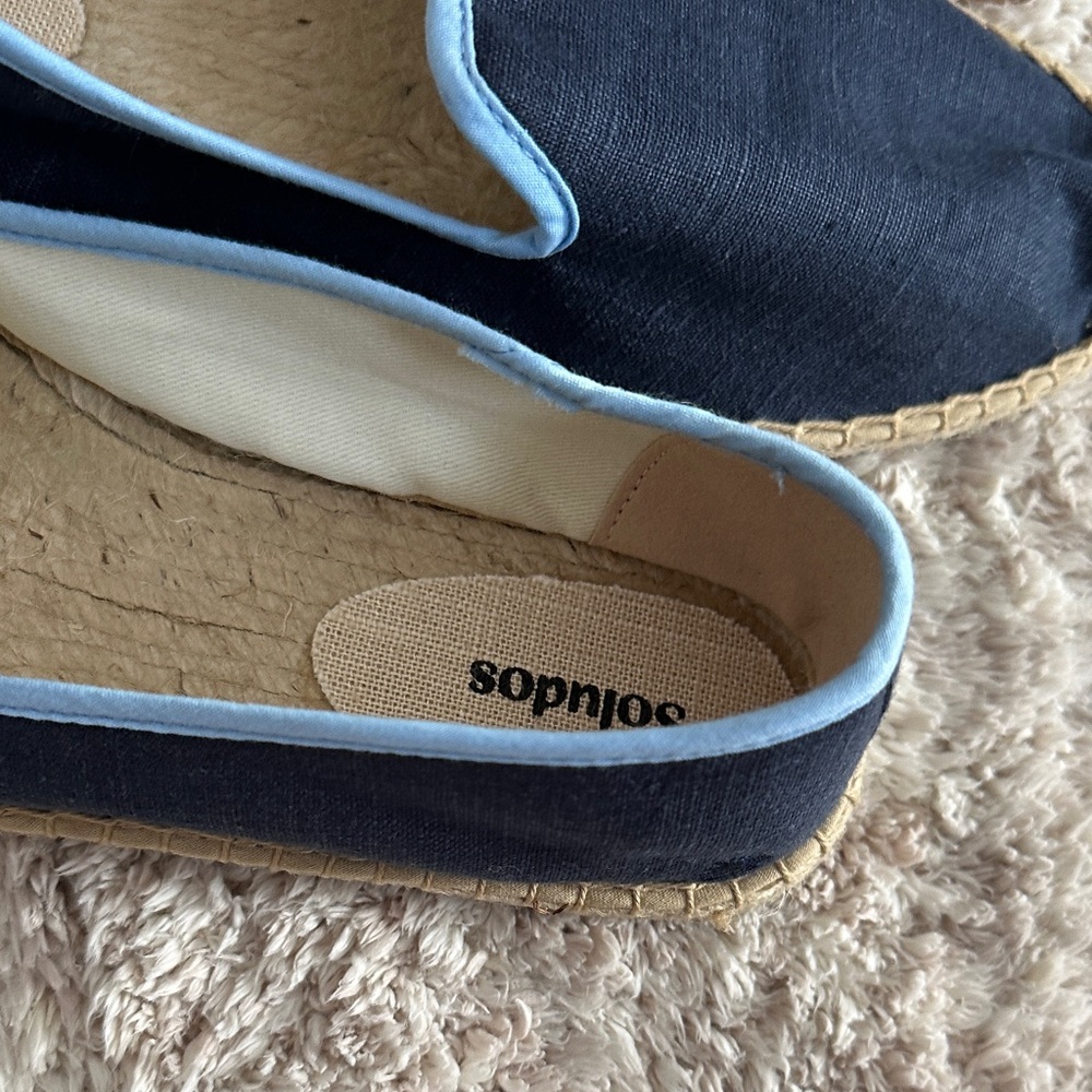 Soludos Navy Espadrilles with Light Blue Edge - Picture 2 of 6